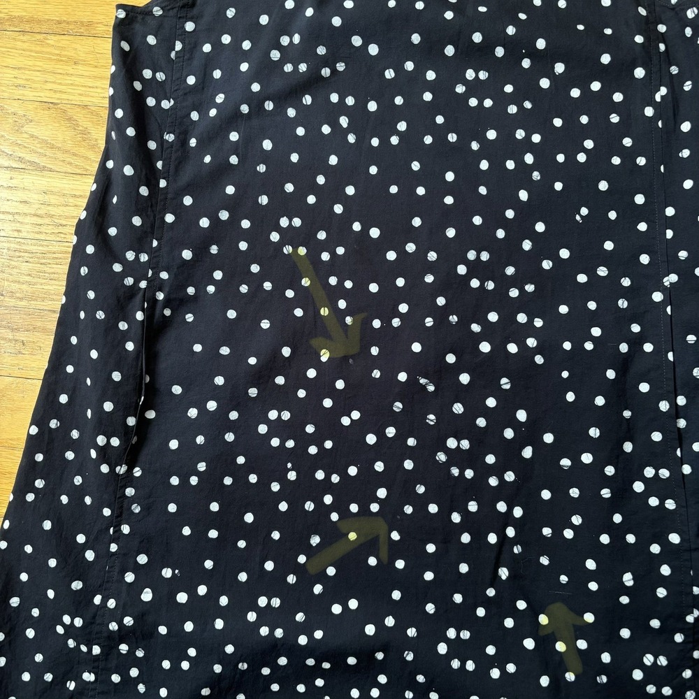 Eileen Fisher Organic Cotton Sleeveless Dress Size PM Black White Polka Dot - Picture 11 of 15